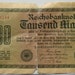 Vintage 1000 REICHSBANKNOTE September 15, 1922 Tausend Mark Germany Paper Currency