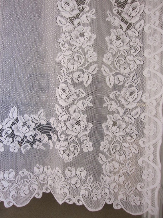 REDUCEDVintage Lace Curtain White Baroque Floral Lace