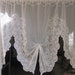 Vintage Lace Curtain, White Baroque Floral Lace Curtain Swag 42 long