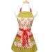 Retro Poppy Apron Red Chartreuse and Taupe.