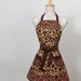 Giraffe print Apron, Brown Tan and Pink Giraffe print with Leaves of the same colors