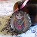Valentina Matryoshka Doll Necklace, art pendant, Russian Nesting Doll, babushka doll, bright floral design with satin cord necklace