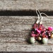 Dangle earrings - crocheted Olive and Fichsia earrings - pearls, jasper, glass and wood beads - rusteam oht - Free Worldwide Shipping
