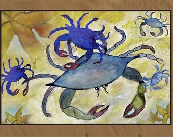 Sandy Crab and Starfish indoor-outdoor floor mat