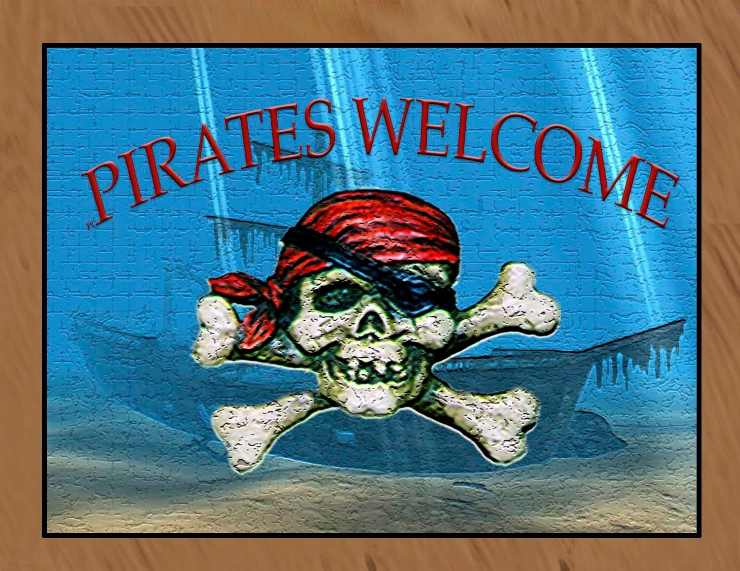 Pirates Welcome indoor-outdoor Pirate Bar Floor Mat. by maremade