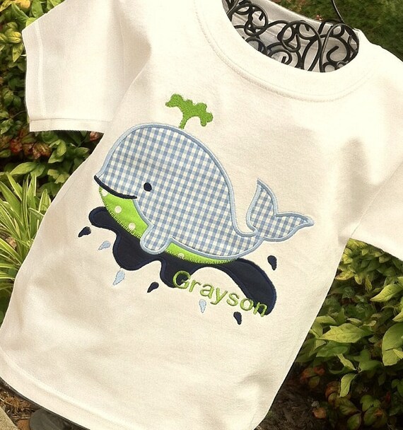 Items similar to Boys Appliqued Whale on Etsy