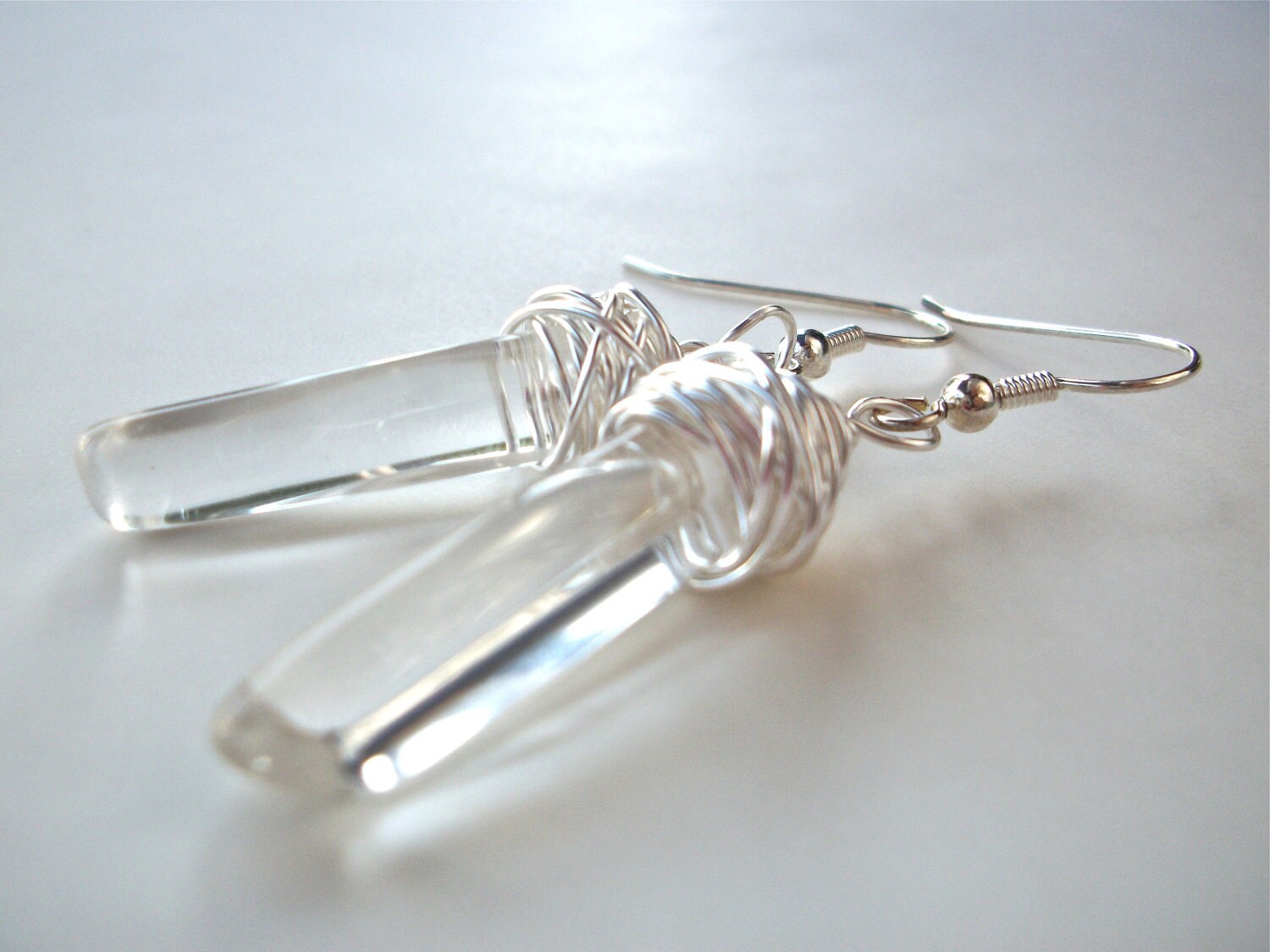 rose quartz crystal earrings