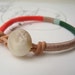 READY TO SHIP - Cooper bracelet - leather wrap, button closure (persimmon stone seafoam hunter), handmade jewelry