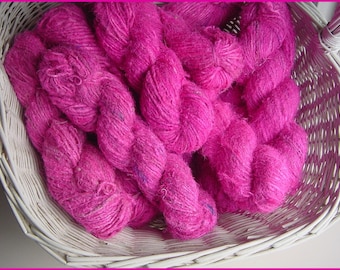 HANDSPUN, Recycled SILK Sari YARN - Pink 2 x 100gm skeins