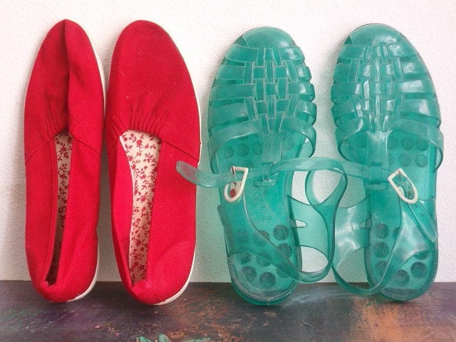 green jelly shoes