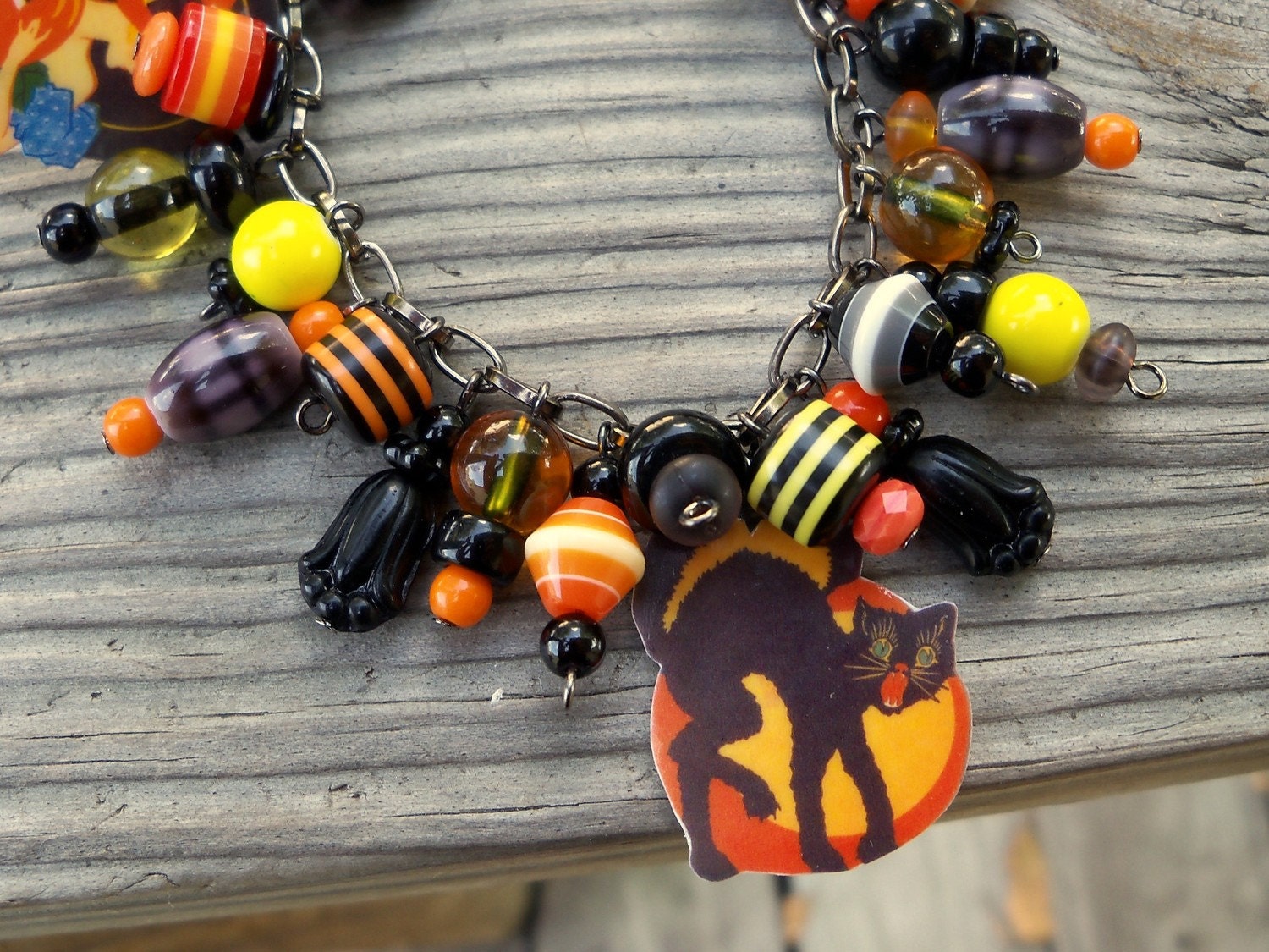 Vintage Style Halloween Charm Bracelet by OogieBoogieBaubles