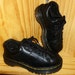 CHUNKY Punky Vintage 80's or 90s Unisex Dr. Martens AirWair Black Leather CHUNKY Heel shoes made in England marked UK 4
