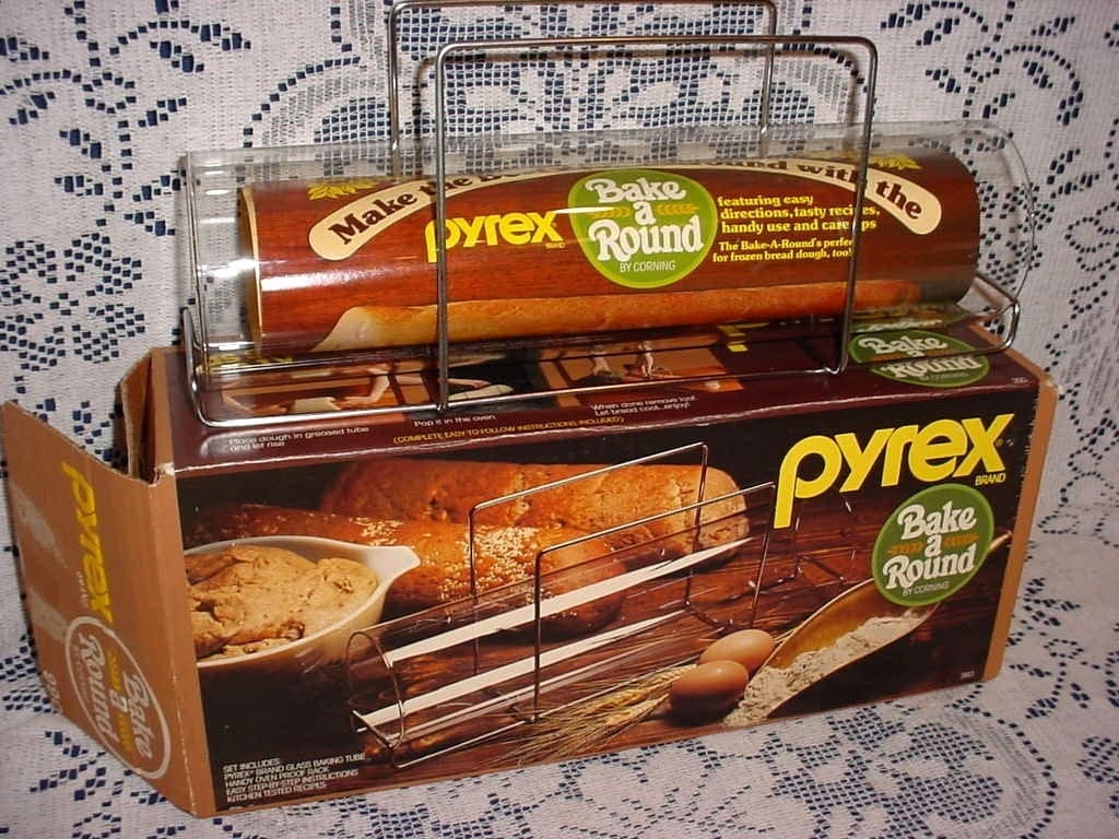 Vintage PYREX BAKE A ROUND Glass Bread Baking Tube