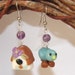 Mismatched Dangle Earrings - Bluebird and Bird House - Look a Like Glass Lampwork