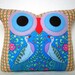 Gift under 20 super SALE /Polyfil Stuffed Royal peacock Owl Pillow/ready to ship