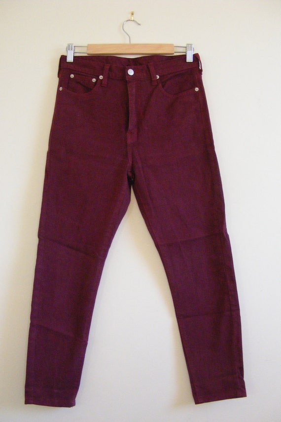 maroon jeans high waisted