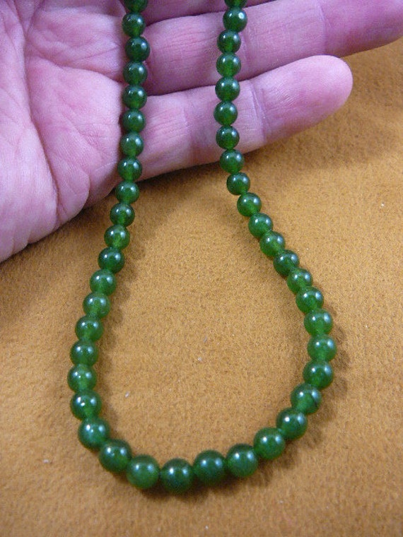 16 inch long Green Jade round Beads bead beaded Necklace