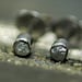 Small Rough Silver Diamonds in 14k Gold Earrings- Bezel-Set Stones