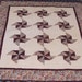 Handmade Maroon Floral Pinwheel Lap Quilt