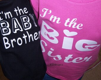 Big Sister Baby Brother Sibling Shirts Set Of 2