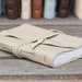 Green Leather Sketchbook or Journal in Pale Olive Green - Handbound Book - Cotton Rag Paper