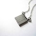 Industrial Silver Necklace with Steel Antiqued Silver Grey Gray Square Bars on a sterling silver chain.