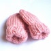 Preemie Baby Mittens for Newborn Infant 0 to 3 Months - Rose Pink Hand Knit No Scratch Mittens - Baby Girl Winter Baby Thumbless Mitts