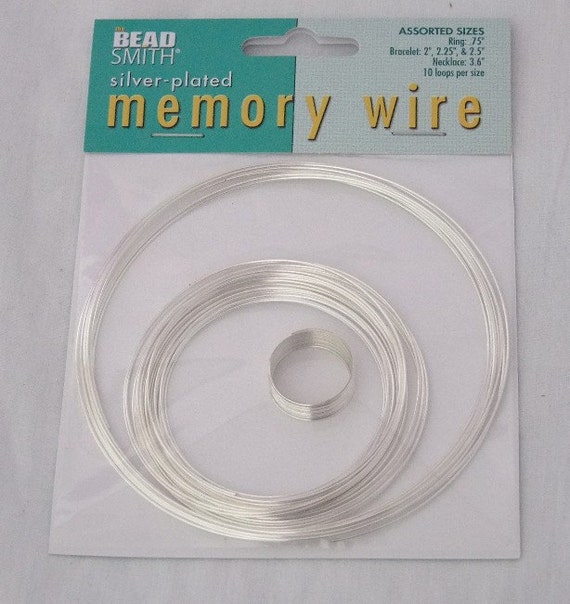 Memory Wire 5 Assorted Sizes 10 loops Each Silver Plated