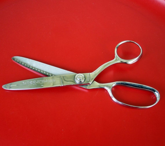 Vintage Wiss Pinking Shears / Retro Chrome Sewing Scissors