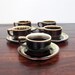 Vintage Stoneware Coffee Cups and Saucers / Set of 5