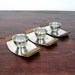 Vintage Set of 3 Danish Modern Stainless and Teak Candle Holders