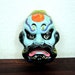 Vintage Ceramic Japanese Mask / Retro Blue Faced Character Mask