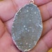 Gray Amethyst Agate Druzy Geode Crystal Formation Pendant. Sterling Silver dipped bezel and bail.