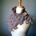 Handknit scarf Taupe Medium Brown coconut button MADE TO ORDER