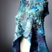 Felted scarf Wool Bamboo Silk Blue Brown floral shawl MOOD INDIGO