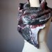 Felted scarf Wool Bamboo Silk Charcoal Grey Black Red Collage Abstract Contemporary Original Modern Art