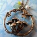 Mushroom Garden Necklace. Antiqued Brass Tone.