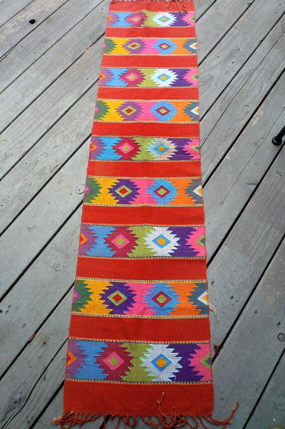 Vintage Mexican Table Runner Bright Colors