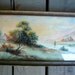 SALE Vintage Watercolor Pink House Teal Trees Landscape Painting