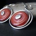 Clearance Sale. Coral lampwork glass earrings. Sterling silver with salmon boro discs. Spiral artisan jewelry. Pleasure of Skin...