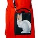 SALE "Hermes the Rabbit" handpainted purse - vintage dark blue vinyl satchel - one of a kind