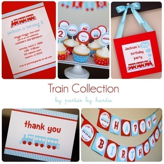 Train Party Collection-Printable PDF File with EDITABLE TEXT Il_570xn
