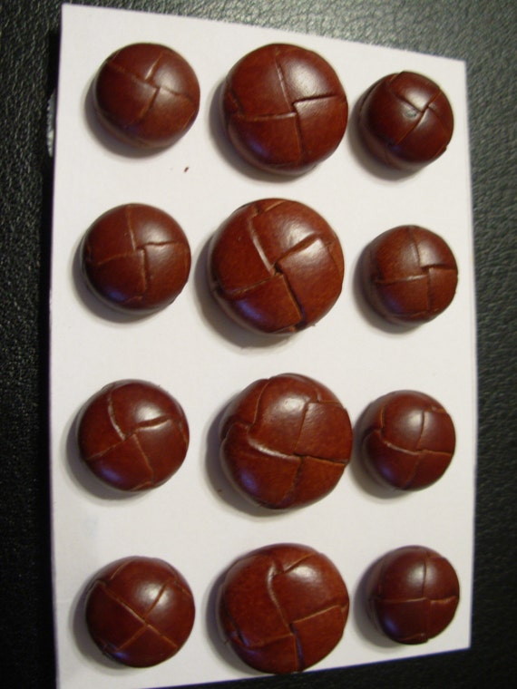 Ralph Lauren Leather Button Brown 24/32 12 Per by gwbuttons39