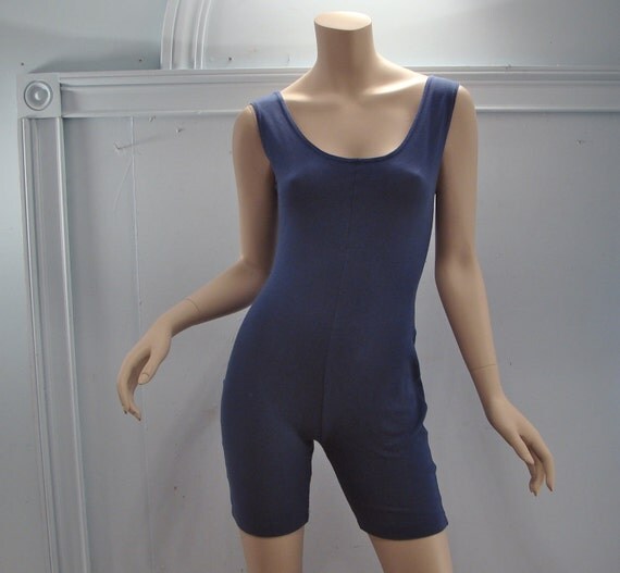 Blue Shorts Unitard Cotton/Spandex Body Suit