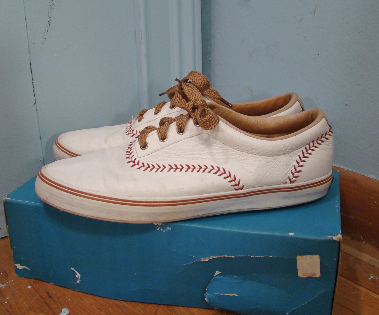 Baseball Keds Tennis Shoes White Leather 1990's