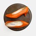 80s 90s Vintage Evan Picone Pumps 9 N Orange Leather EUR 39 40