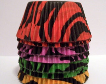 60 Colorful Zebra Mix Cupcake Liners