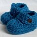 FREE SHIPPING 0-3 Months Baby Strappy Booties, crocheted, blue
