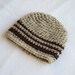 0-3 Months Baby Beanie, crocheted, oatmeal, brown