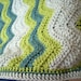 Baby Blanket, light blue, dusty blue, sweet pea green, stripes